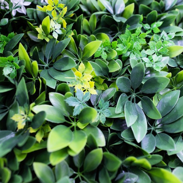 Brise-vue Végétal Green - détail du feuillage du Mur artificiel