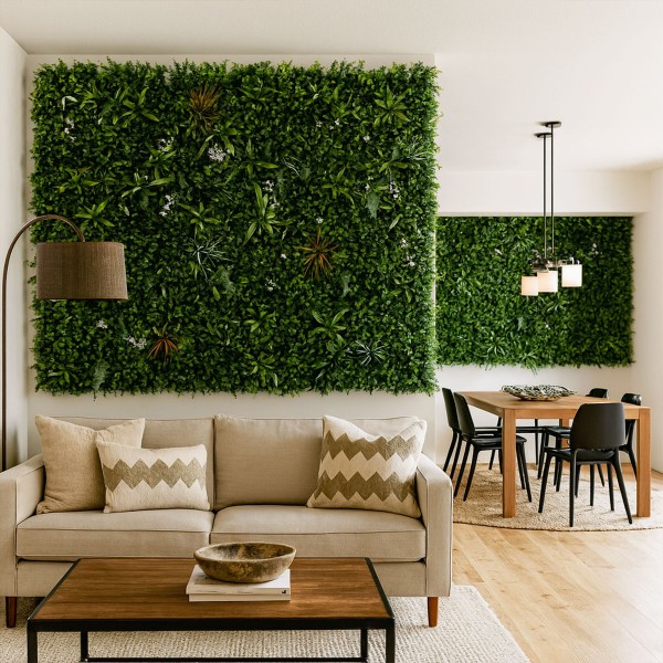 Panneau végétal intérieur Savane, décor dense, UV résistant