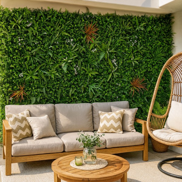 Haie artificielle jardin Lot de 5 Murs Végétaux Artificiels Savane Pas cher