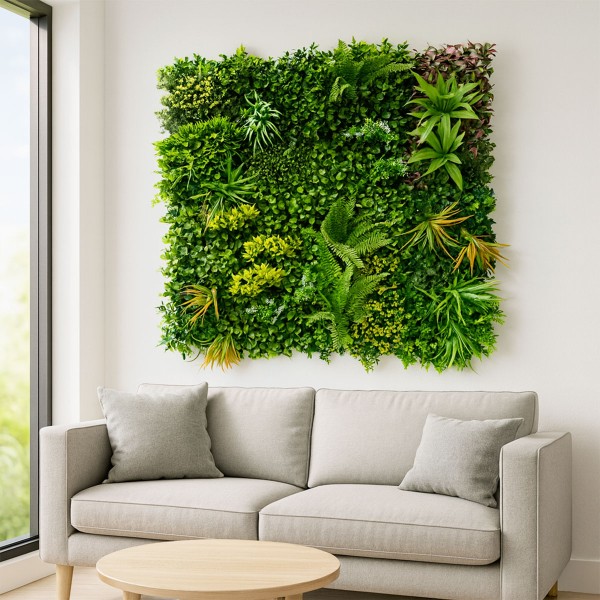 Mur végétal jungle, décoration intérieure dense et réaliste