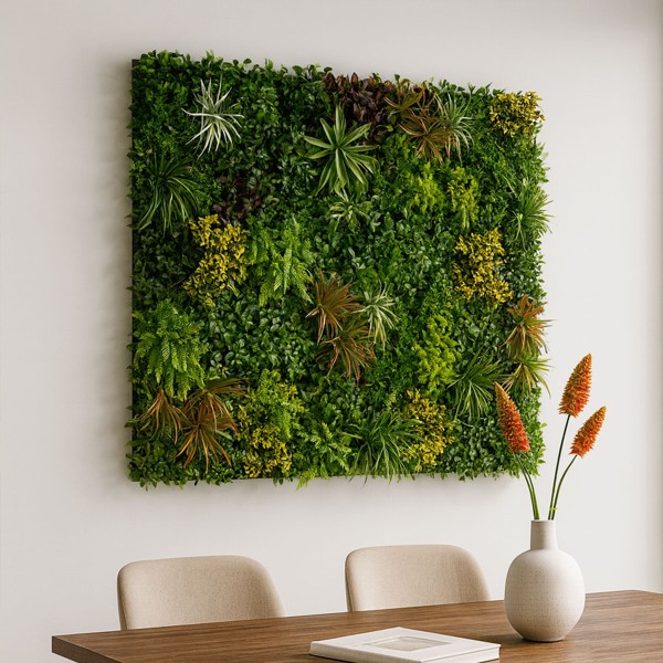 Faux mur jungle ultra dense, ambiance végétale réaliste pour intérieur