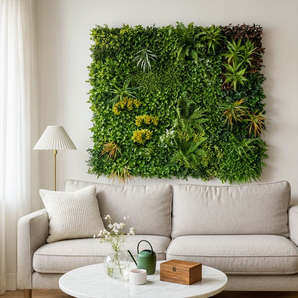 Panneau brise vue végétal jungle, mur artificiel dense, décoration intérieure ou exterieure