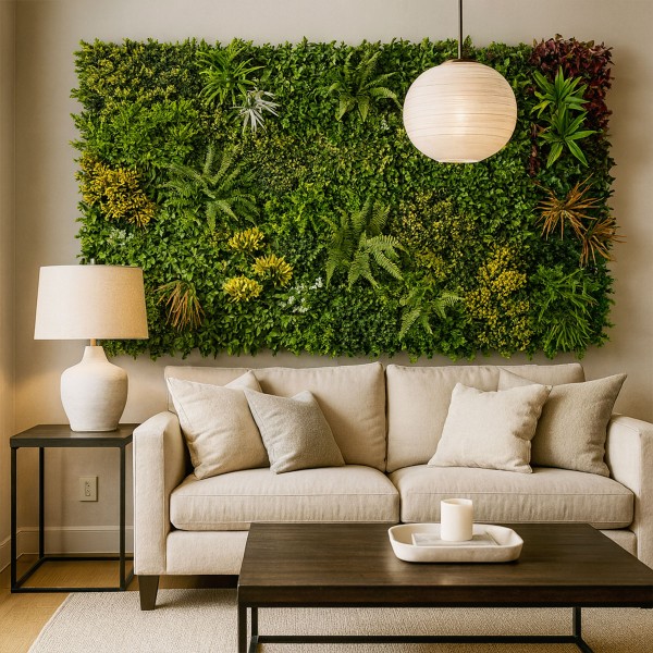 Panneau végétal jungle, mur artificiel dense, décoration intérieure