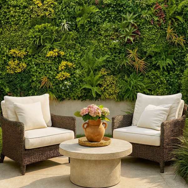 Décoration murale jungle, faux mur végétal très dense et naturel