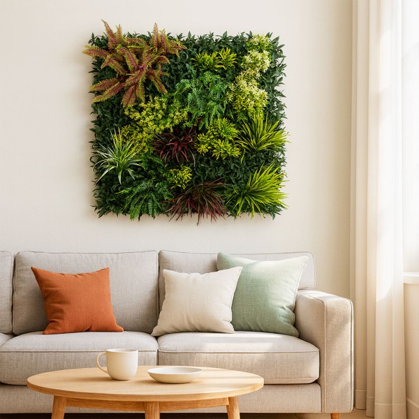 Bureau moderne avec Mur Végétal Artificiel Tropic Ultra Haut de Gamme sans entretien