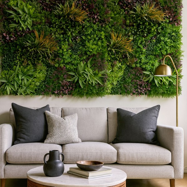 Mur décoratif végétal sans entretien Mur Végétal Artificiel Wood Colors Naturel Décoration Murale
