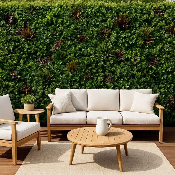 Haie artificielle jardin Mur Végétal Artificiel Wood Colors Naturel Décoration Murale pas cher