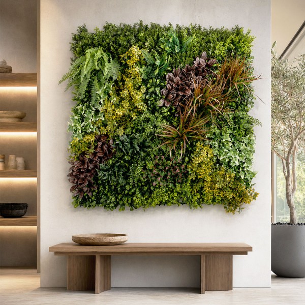 Salon moderne avec Mur Végétal Artificiel Life Décoration Murale Réaliste