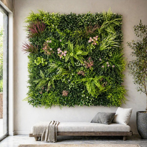 Lot 5 Murs Végétaux Artificiels Modulables Décoration Tête de Lit