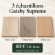 Illustration du pack de 3 échantillons Gatsby Supreme chêne clair, brun et rose à 10 € TTC livrés
