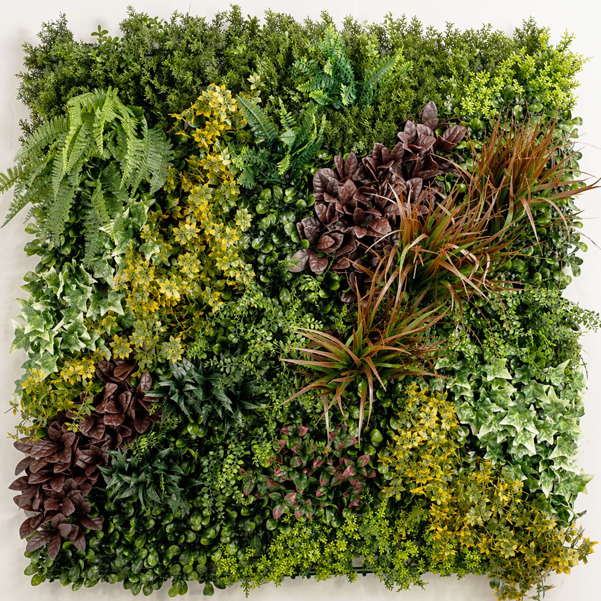 Panneau de mur végétal artificiel Life 1 m² au feuillage coloré